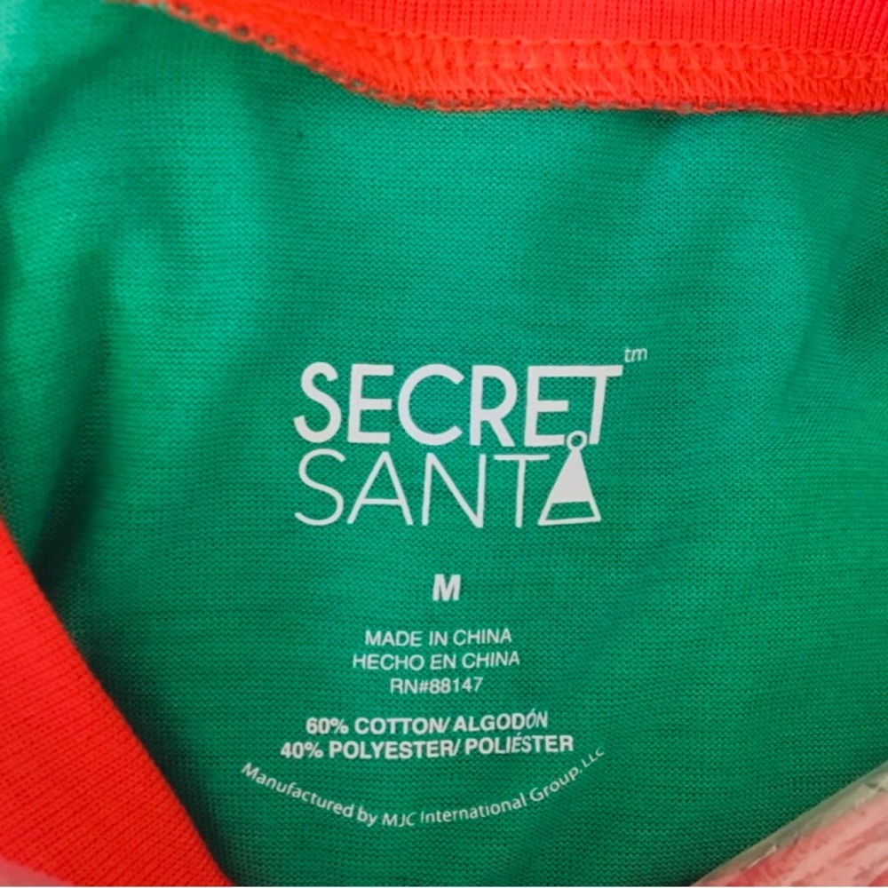 NWT Secret Santa Soft Fleece 2 pc Short Sleeve Christmas Team Santa Pajamas Med - Picture 4 of 6